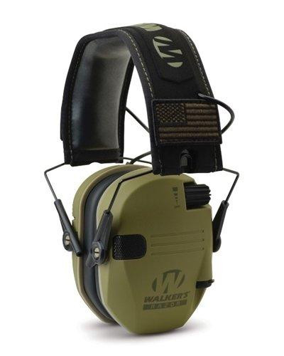 Walker's Razor Slim earmuffs Patriot Olive + patches - Активные стрелковые наушники